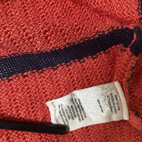 Soft Surroundings Orange Rust Blac Striped Sweater 1X Cotton Knit 3/4 Sleeve - Picture 5 of 8